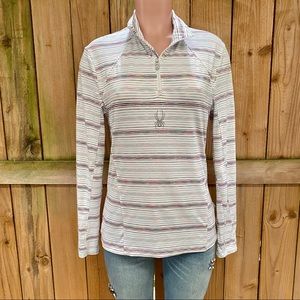 Spyder Glimmer T-Neck Base Layer Striped Top EUC